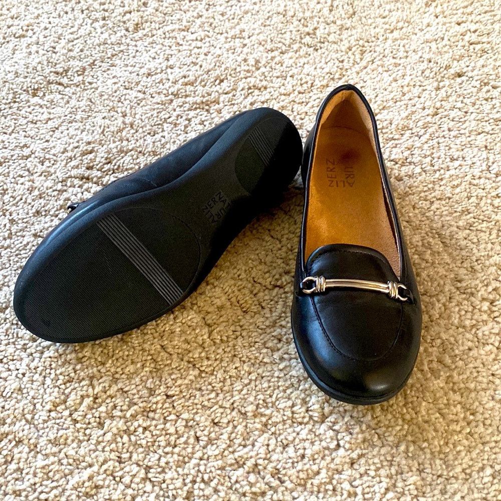 Naturalizer Black Loafers with Silver Accent
